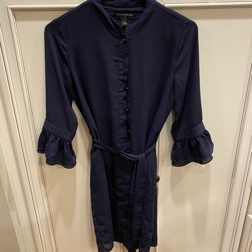 Navy button up dress from Banana Republic